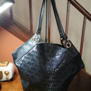 Jones New York Black Glossy Shoulder Bag